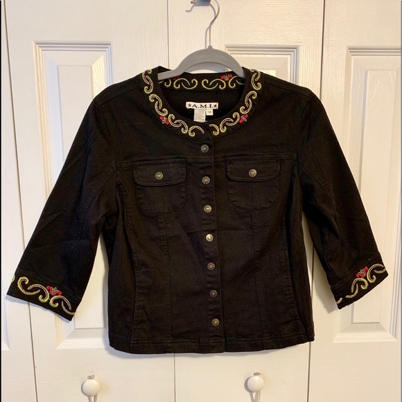 A.M.I. Jackets & Blazers - A.M.I. Black Like NEW Embroidered Jacket